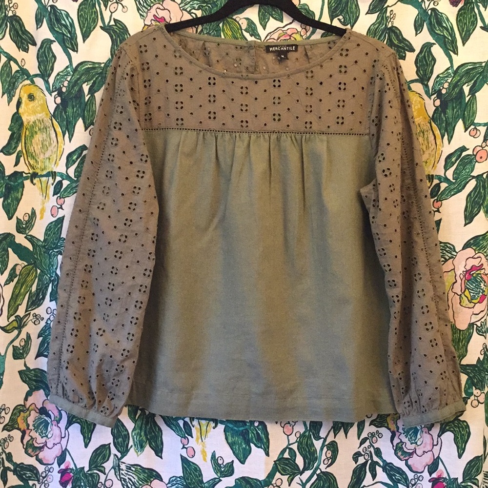 J.Crew Mercantile Eyelet Long Sleeve Shirt
